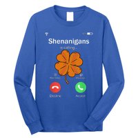 Shenanigans Is Calling St Patricks Day Basketball Shamrock Gift Long Sleeve Shirt