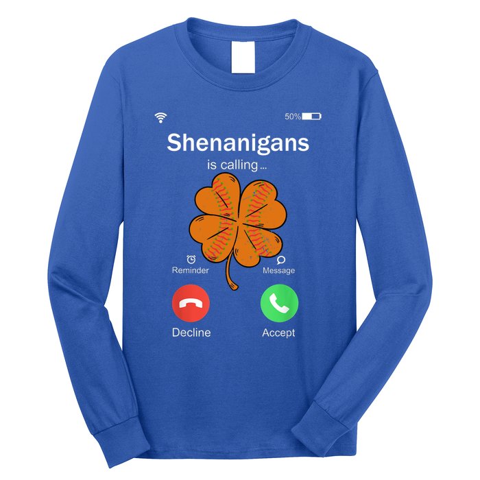 Shenanigans Is Calling St Patricks Day Basketball Shamrock Gift Long Sleeve Shirt