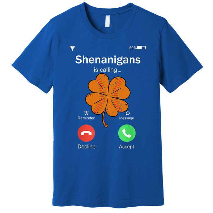 Shenanigans Is Calling St Patricks Day Basketball Shamrock Gift Premium T-Shirt