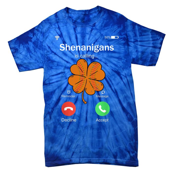 Shenanigans Is Calling St Patricks Day Basketball Shamrock Gift Tie-Dye T-Shirt