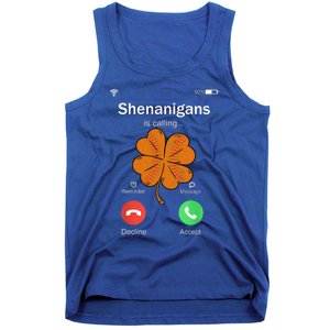 Shenanigans Is Calling St Patricks Day Basketball Shamrock Gift Tank Top