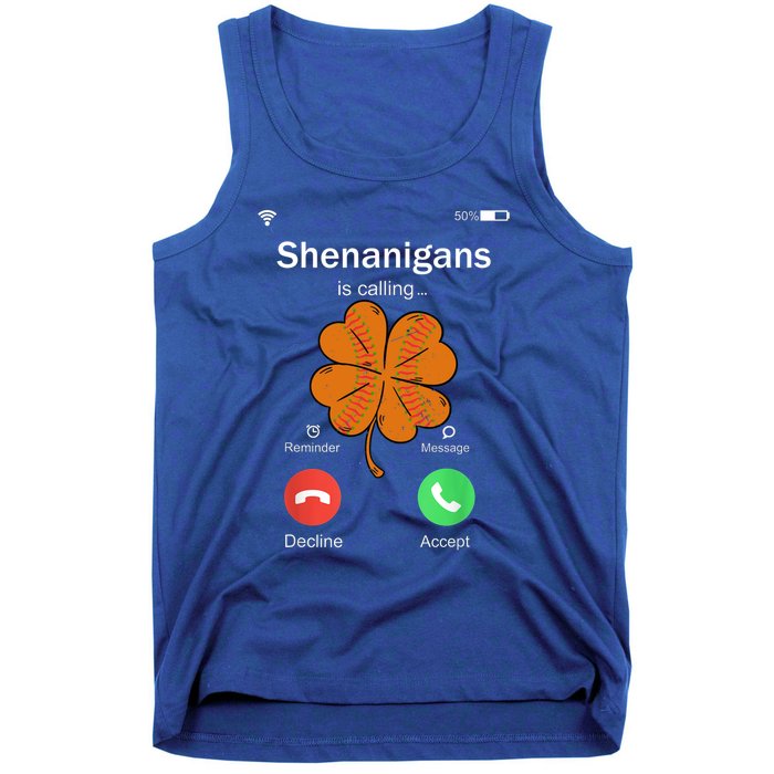 Shenanigans Is Calling St Patricks Day Basketball Shamrock Gift Tank Top