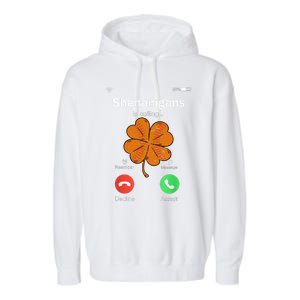 Shenanigans Is Calling St Patricks Day Basketball Shamrock Gift Garment-Dyed Fleece Hoodie