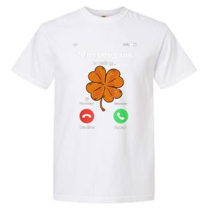 Shenanigans Is Calling St Patricks Day Basketball Shamrock Gift Garment-Dyed Heavyweight T-Shirt