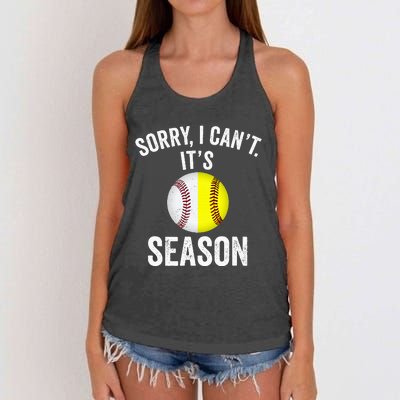 Sorry I Cant Its Season Baseball Life Softball Life Women's Knotted Racerback Tank