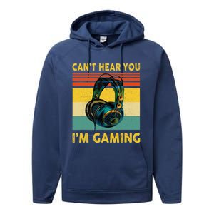 Sorry I Can't Hear You I'm Gaming Retro Gamer Gifts Boys Performance Fleece Hoodie