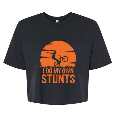 Sunset I Do My Own Stunts Mountain Bike Cycling Outfit MTB Life Gift Bella+Canvas Jersey Crop Tee