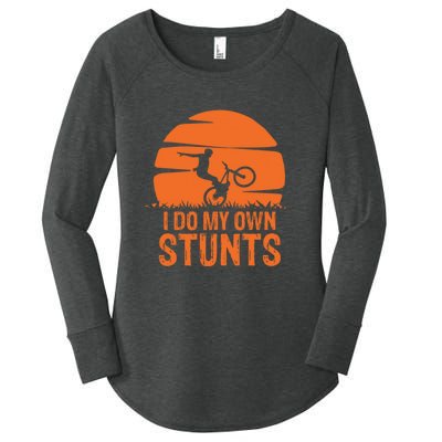 Sunset I Do My Own Stunts Mountain Bike Cycling Outfit MTB Life Gift Women's Perfect Tri Tunic Long Sleeve Shirt