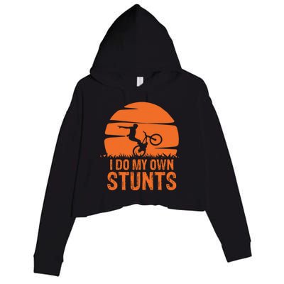 Sunset I Do My Own Stunts Mountain Bike Cycling Outfit MTB Life Gift Crop Fleece Hoodie