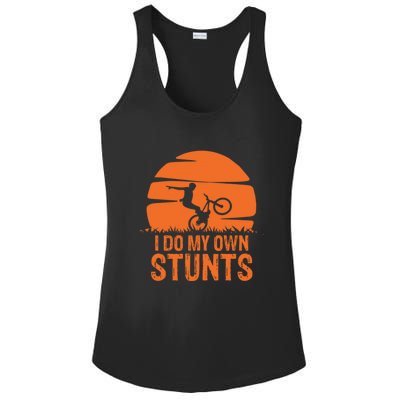 Sunset I Do My Own Stunts Mountain Bike Cycling Outfit MTB Life Gift Ladies PosiCharge Competitor Racerback Tank