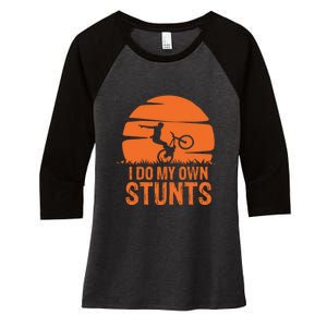 Sunset I Do My Own Stunts Mountain Bike Cycling Outfit MTB Life Gift Women's Tri-Blend 3/4-Sleeve Raglan Shirt