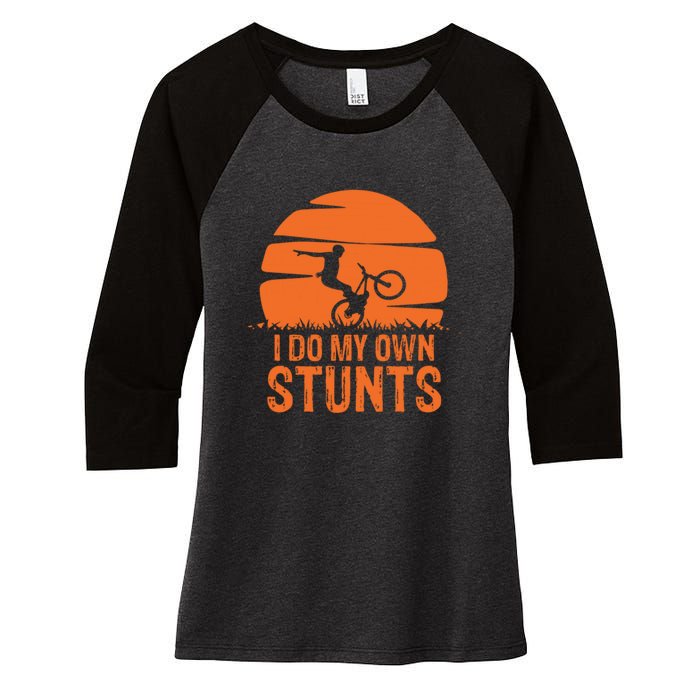 Sunset I Do My Own Stunts Mountain Bike Cycling Outfit MTB Life Gift Women's Tri-Blend 3/4-Sleeve Raglan Shirt