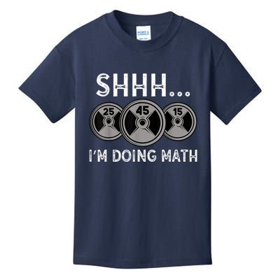 Shhh IM Doing Math Gym Fitness Math Funny Weightlifting Kids T-Shirt