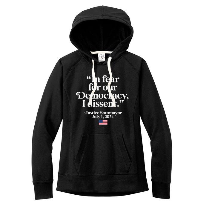 Scotus I Dissent Fear For Our Democracy Women's Fleece Hoodie