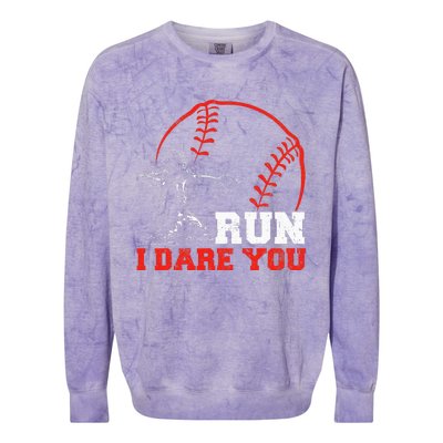 Steal I Dare You Baseball Catcher Baseball Player Colorblast Crewneck Sweatshirt