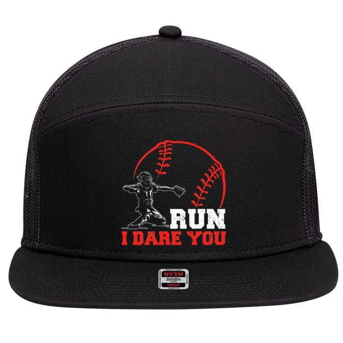 Steal I Dare You Baseball Catcher Baseball Player 7 Panel Mesh Trucker Snapback Hat