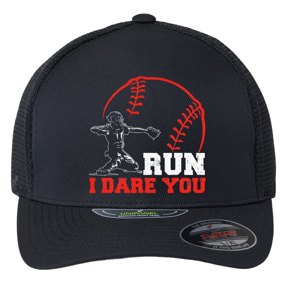 Steal I Dare You Baseball Catcher Baseball Player Flexfit Unipanel Trucker Cap