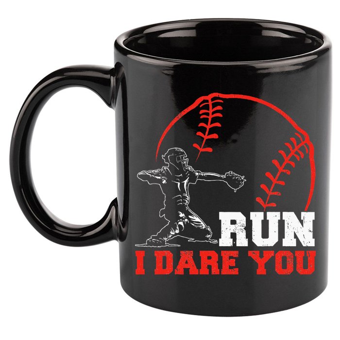 Steal I Dare You Baseball Catcher Baseball Player 11oz C Handle Ceramic Mug