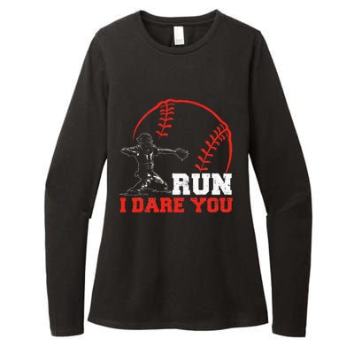 Steal I Dare You Baseball Catcher Baseball Player Womens CVC Long Sleeve Shirt