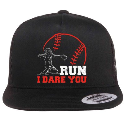 Steal I Dare You Baseball Catcher Baseball Player Flat Bill Trucker Hat