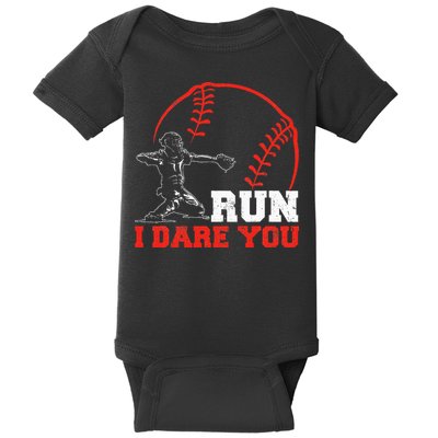 Steal I Dare You Baseball Catcher Baseball Player Baby Bodysuit