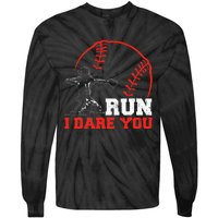 Steal I Dare You Baseball Catcher Baseball Player Tie-Dye Long Sleeve Shirt