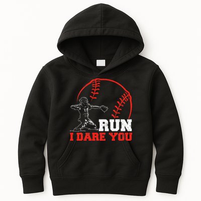 Steal I Dare You Baseball Catcher Baseball Player Kids Hoodie