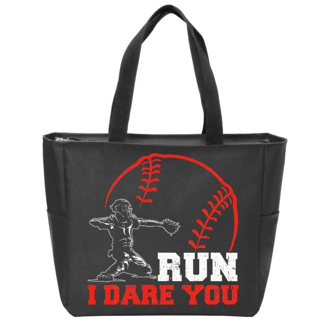 Steal I Dare You Baseball Catcher Baseball Player Zip Tote Bag