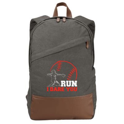 Steal I Dare You Baseball Catcher Baseball Player Cotton Canvas Backpack