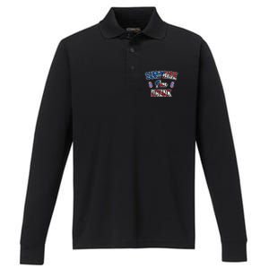 Surprise I'm Drunk Beer 4th of July American Flag Performance Long Sleeve Polo