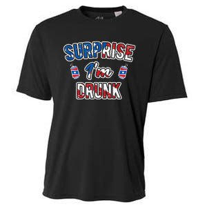 Surprise I'm Drunk Beer 4th of July American Flag Cooling Performance Crew T-Shirt