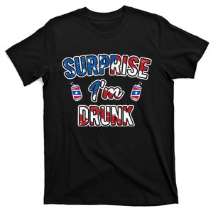 Surprise I'm Drunk Beer 4th of July American Flag T-Shirt