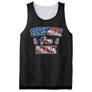 Surprise I'm Drunk Beer 4th of July American Flag Mesh Reversible Basketball Jersey Tank