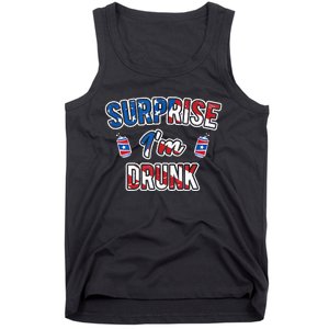 Surprise I'm Drunk Beer 4th of July American Flag Tank Top