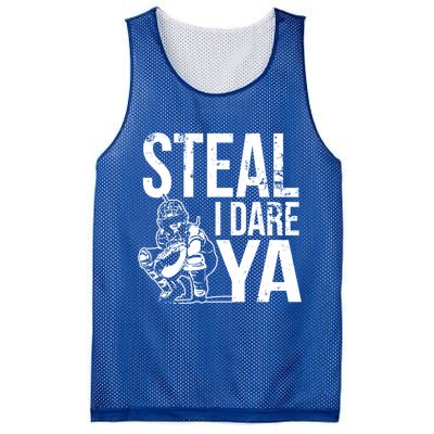 Steal I Dare Ya Softball Catcher Team Sport Cute Gift Mesh Reversible Basketball Jersey Tank