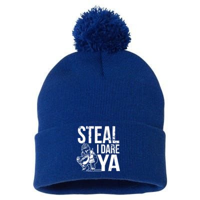 Steal I Dare Ya Softball Catcher Team Sport Cute Gift Pom Pom 12in Knit Beanie