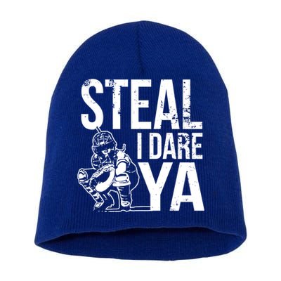 Steal I Dare Ya Softball Catcher Team Sport Cute Gift Short Acrylic Beanie