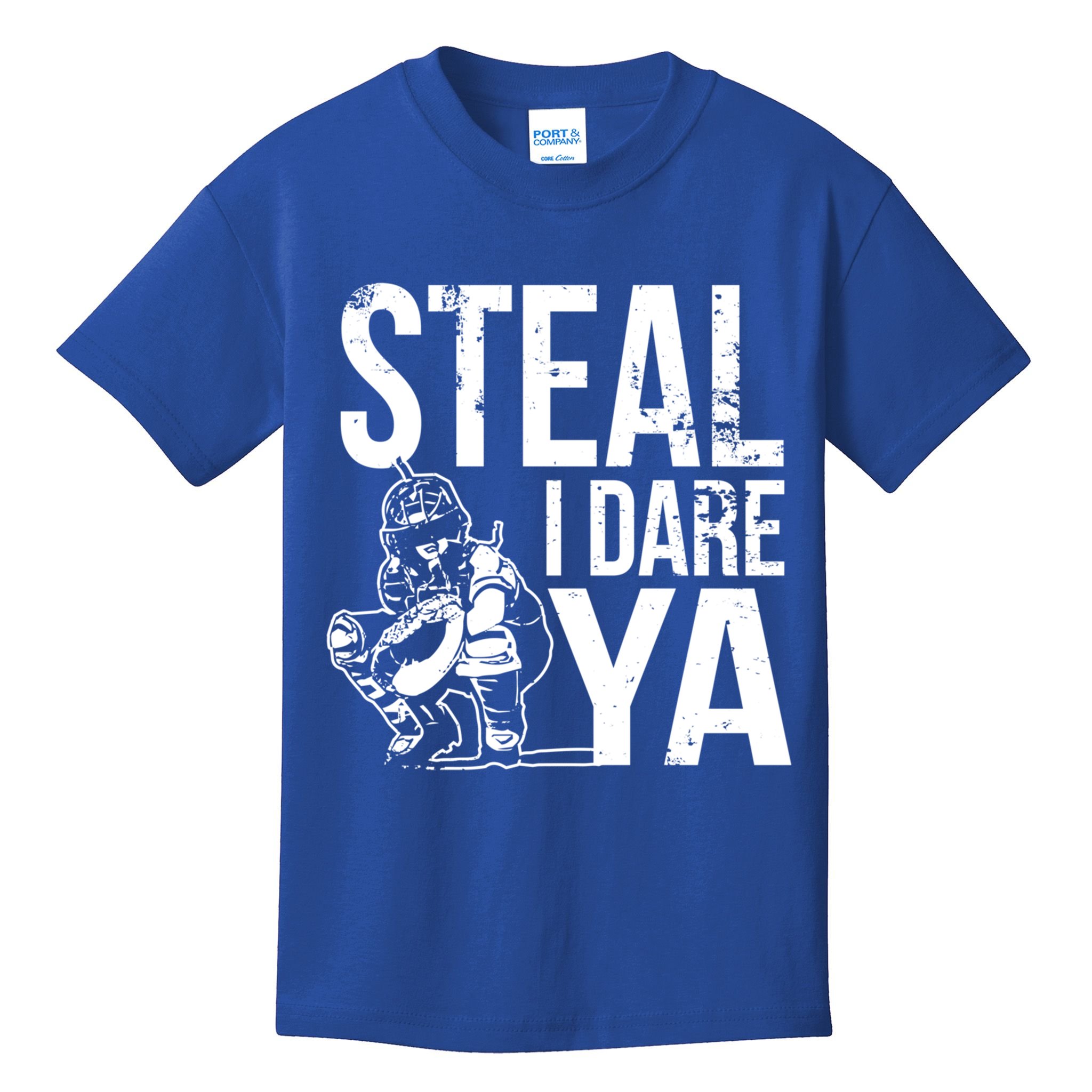 Steal I Dare Ya Softball Catcher Team Sport Cute Gift Kids T-Shirt