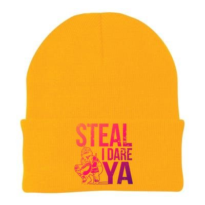 Steal I Dare Ya Funny Softball Catcher Team Sport Gift Knit Cap Winter Beanie