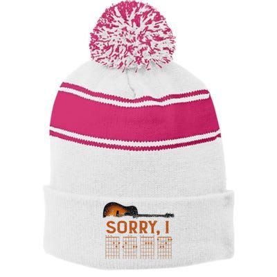 Sorry I D.G.A.F Funny Message Guitar Chords Guitarist Stripe Pom Pom Beanie