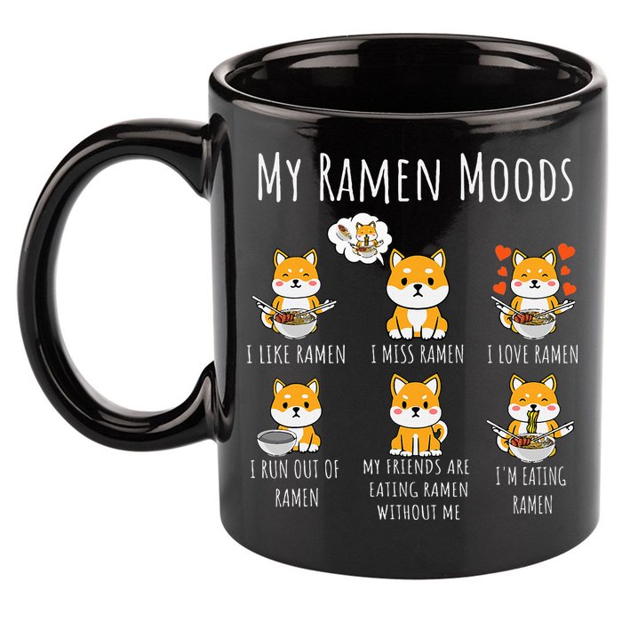 Shiba Inu Dog Ra Japanese Noodles Delight 11oz C Handle Ceramic Mug