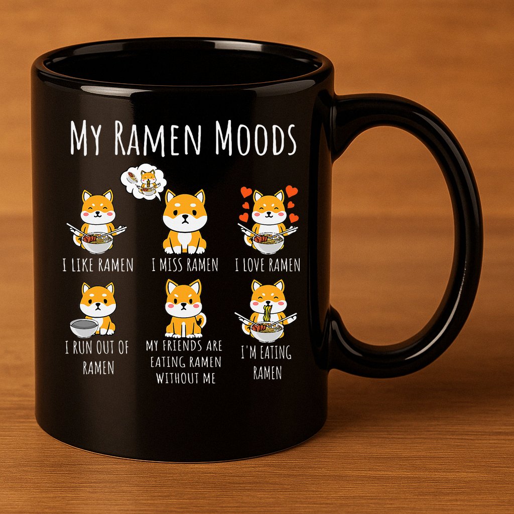 Shiba Inu Dog Ra Japanese Noodles Delight 11oz C Handle Ceramic Mug