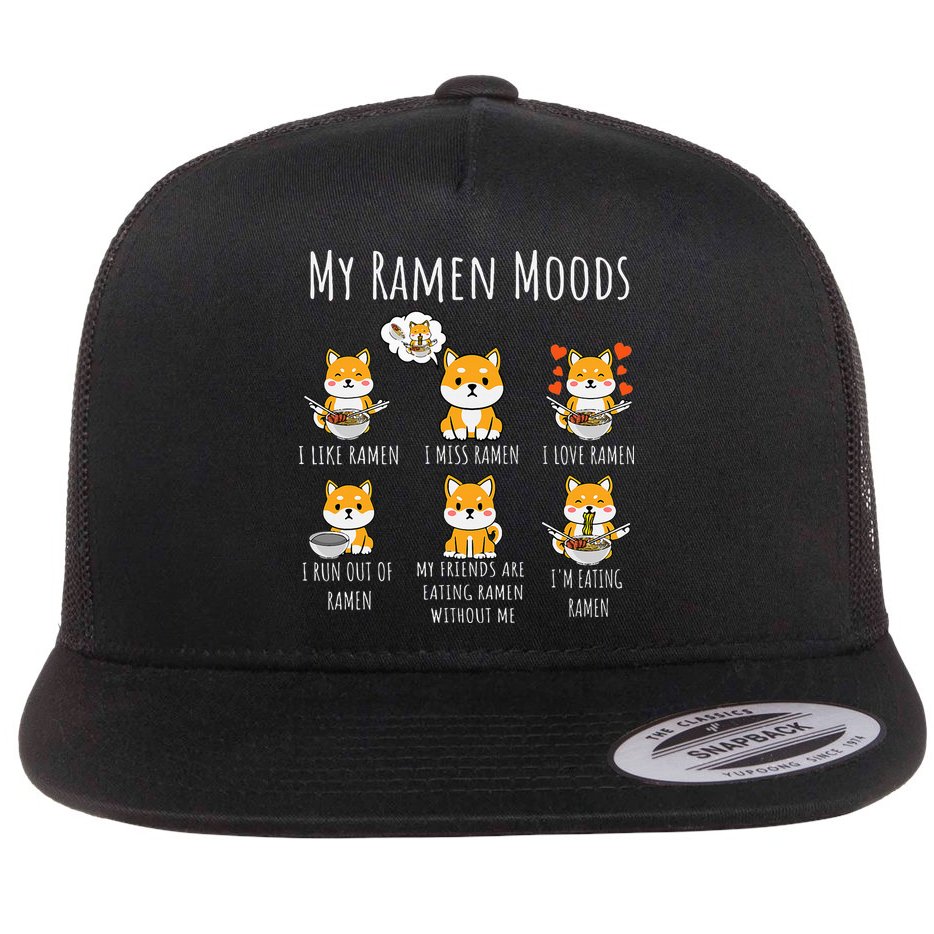 Shiba Inu Dog Ra Japanese Noodles Delight Flat Bill Trucker Hat