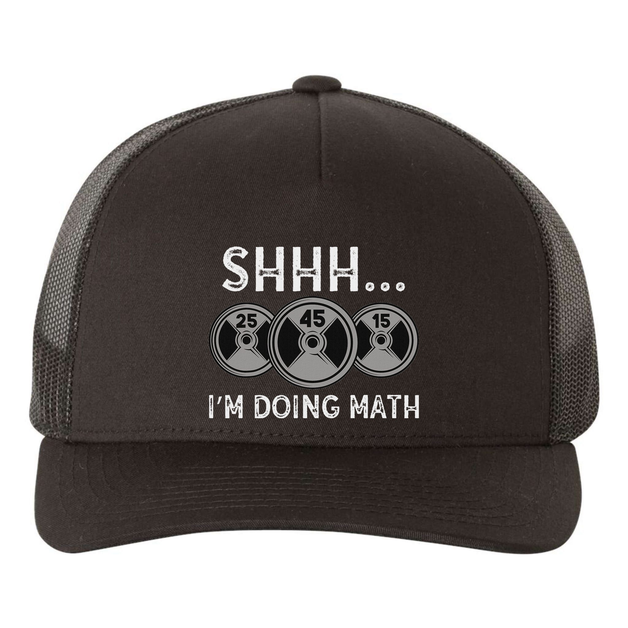 Shhh IM Doing Math Gym Fitness Math Funny Weightlifting Yupoong Adult 5-Panel Trucker Hat