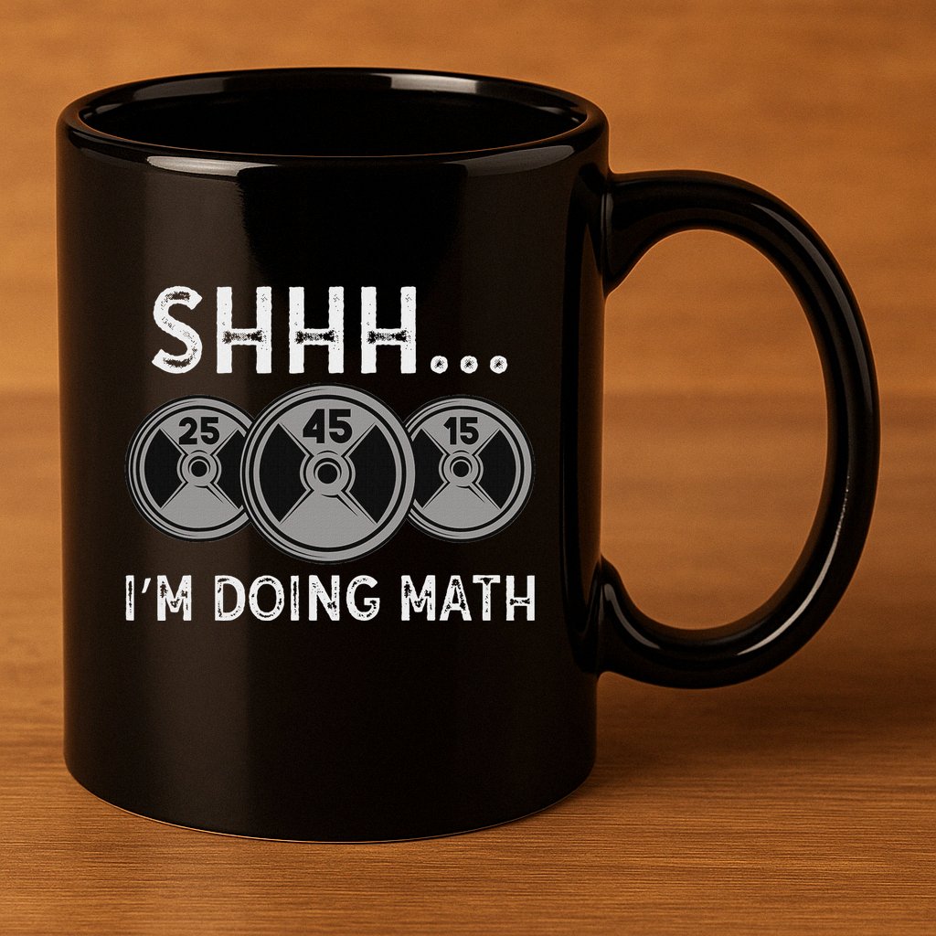 Shhh IM Doing Math Gym Fitness Math Funny Weightlifting 11oz C Handle Ceramic Mug