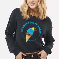 Scoops I Did It Again Funny Popsicle Cropped Pullover Crew