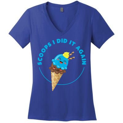 Scoops I Did It Again Funny Popsicle Women's V-Neck T-Shirt