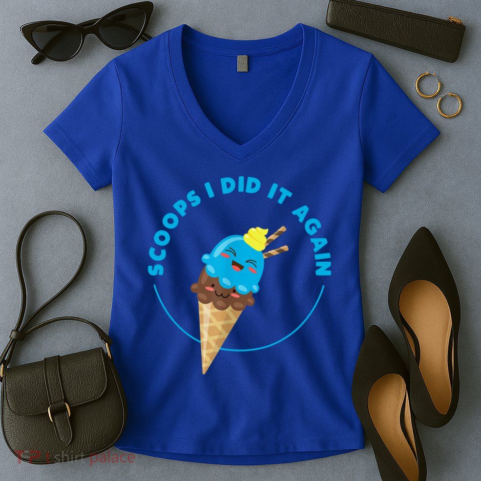 Scoops I Did It Again Funny Popsicle Women's V-Neck T-Shirt