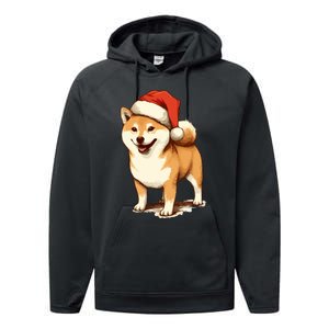 Shiba Inu Dog With Santa Hat Christmas Performance Fleece Hoodie