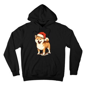 Shiba Inu Dog With Santa Hat Christmas Hoodie